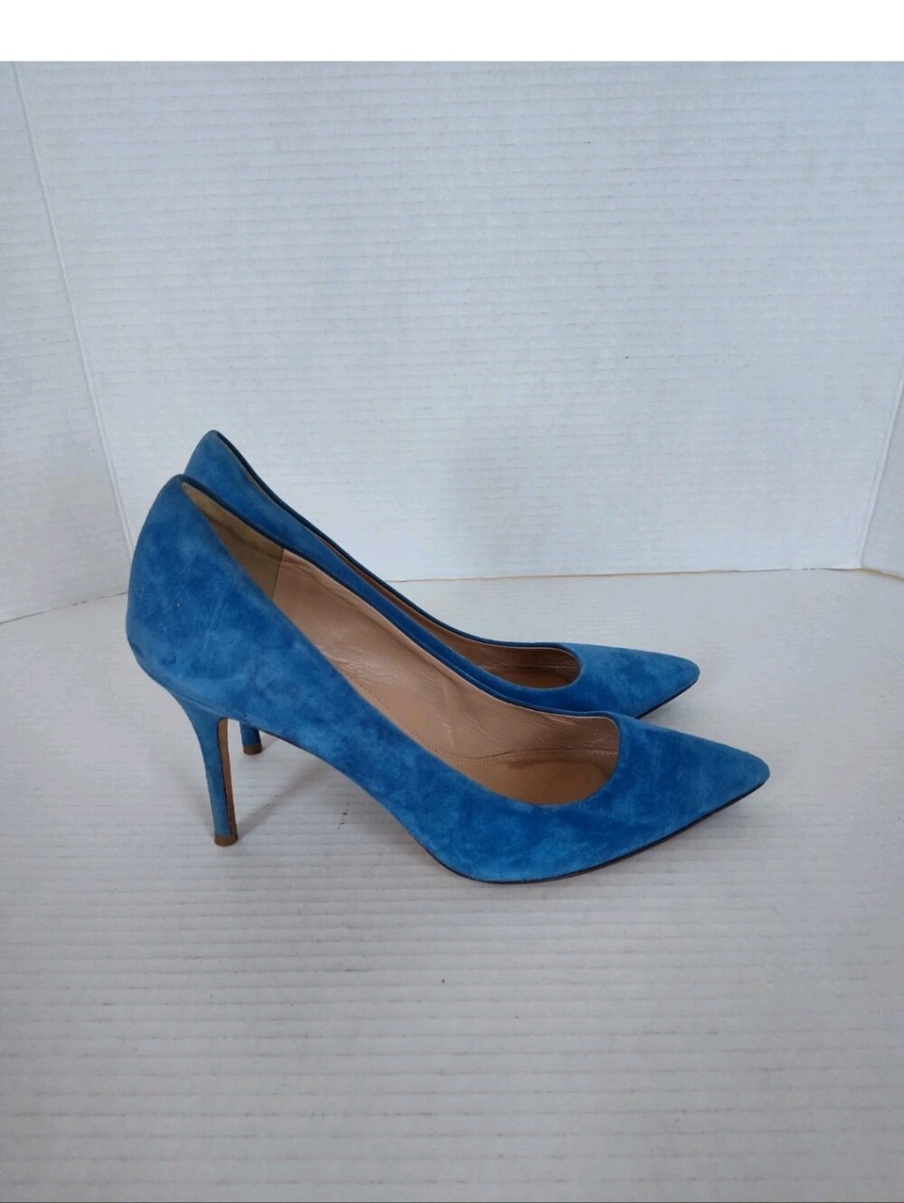 J Crew Blue Suede Pointed Toe Pumps Women's Size 8 Stiletto Dress Shoes